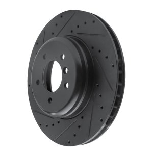 BMW Z4 Brake Rotor (1) - Front Left - R1 Concepts - Drilled & Slotted - Black - `11-`16